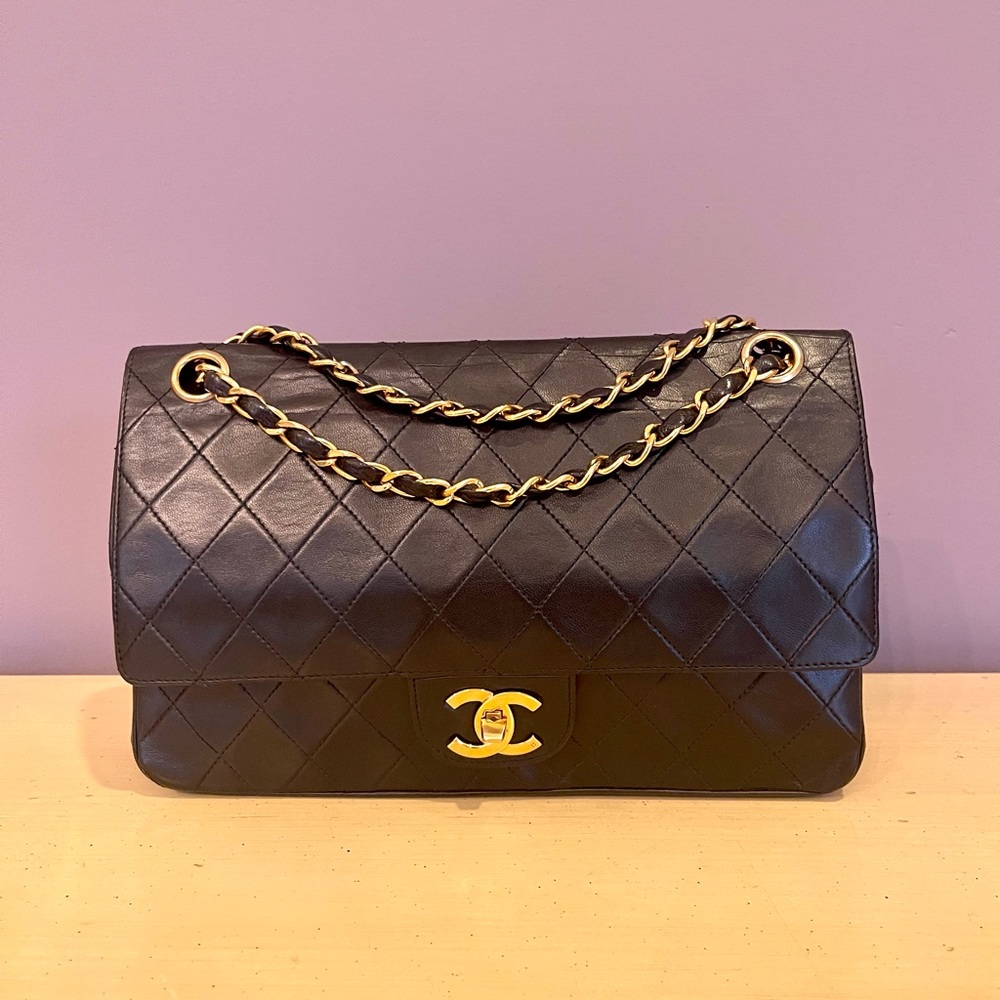 SOLD💓CHANEL Lambskin Vintage 1984 Quilted Medium Double Flap Black
